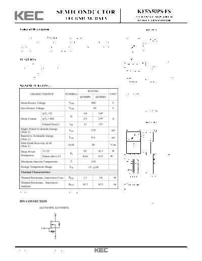 KEC kf5n50ps-fs  . Electronic Components Datasheets Active components Transistors KEC kf5n50ps-fs.pdf