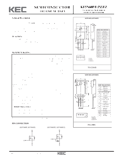 KEC kf5n60fz  . Electronic Components Datasheets Active components Transistors KEC kf5n60fz.pdf