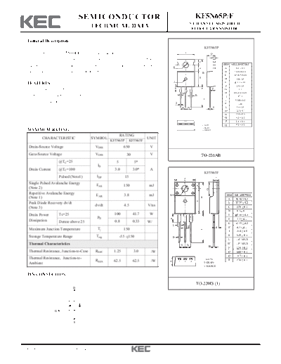 KEC kf5n65p-f  . Electronic Components Datasheets Active components Transistors KEC kf5n65p-f.pdf