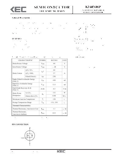 KEC kf60n06p  . Electronic Components Datasheets Active components Transistors KEC kf60n06p.pdf