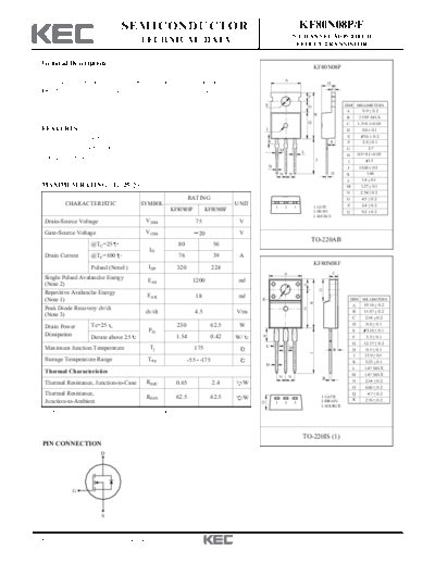 KEC kf80n08p f  . Electronic Components Datasheets Active components Transistors KEC kf80n08p_f.pdf