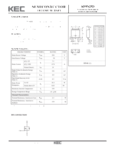 . Electronic Components Datasheets kf9n25d  . Electronic Components Datasheets Active components Transistors KEC kf9n25d.pdf