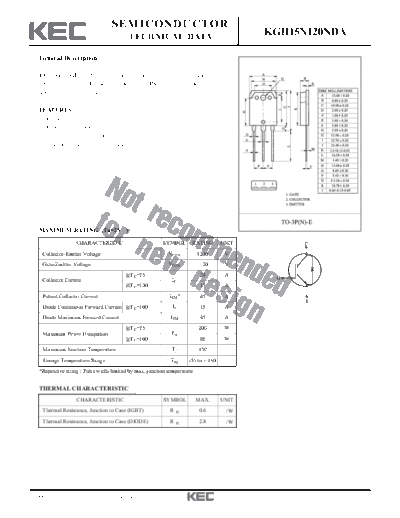 KEC kgh15n120nda  . Electronic Components Datasheets Active components Transistors KEC kgh15n120nda.pdf