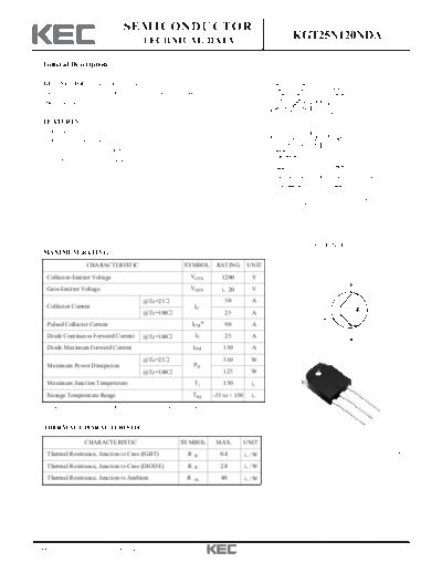 KEC kgt25n120nda  . Electronic Components Datasheets Active components Transistors KEC kgt25n120nda.pdf