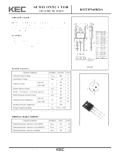 KEC kgt30n60kda  . Electronic Components Datasheets Active components Transistors KEC kgt30n60kda.pdf