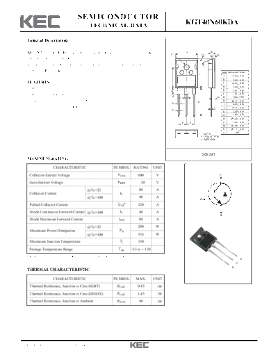 KEC kgt40n60kda  . Electronic Components Datasheets Active components Transistors KEC kgt40n60kda.pdf