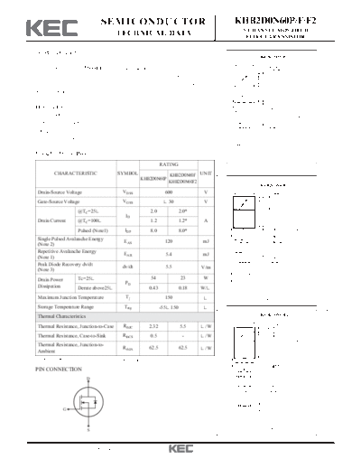 . Electronic Components Datasheets khb2d0n60p f f2  . Electronic Components Datasheets Active components Transistors KEC khb2d0n60p_f_f2.pdf