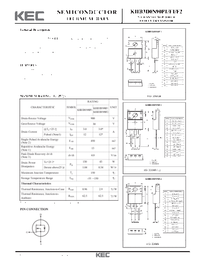 KEC khb3d0n90p1 f1 f2  . Electronic Components Datasheets Active components Transistors KEC khb3d0n90p1_f1_f2.pdf