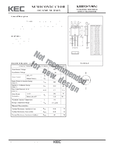 KEC khb9d0n90n1  . Electronic Components Datasheets Active components Transistors KEC khb9d0n90n1.pdf