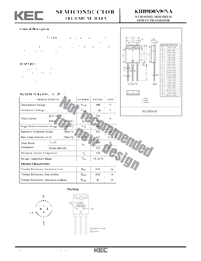 KEC khb9d0n90na  . Electronic Components Datasheets Active components Transistors KEC khb9d0n90na.pdf