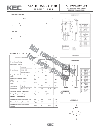 KEC khb9d0n90p1 f1  . Electronic Components Datasheets Active components Transistors KEC khb9d0n90p1_f1.pdf