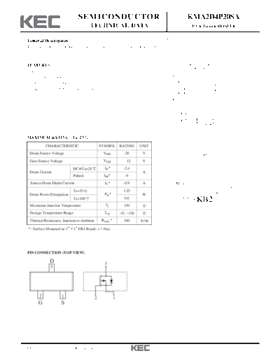 KEC kma2d4p20sa  . Electronic Components Datasheets Active components Transistors KEC kma2d4p20sa.pdf