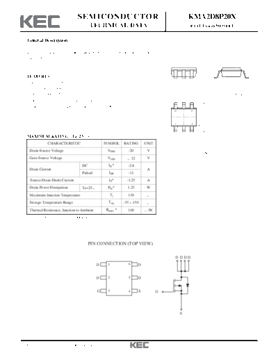 KEC kma2d8p20x  . Electronic Components Datasheets Active components Transistors KEC kma2d8p20x.pdf