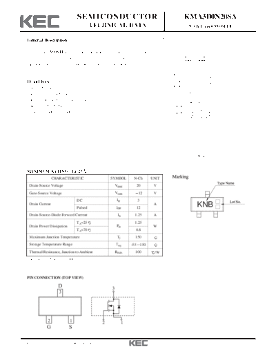 KEC kma3d0n20sa  . Electronic Components Datasheets Active components Transistors KEC kma3d0n20sa.pdf