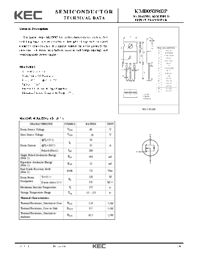 KEC kmb050n60p  . Electronic Components Datasheets Active components Transistors KEC kmb050n60p.pdf