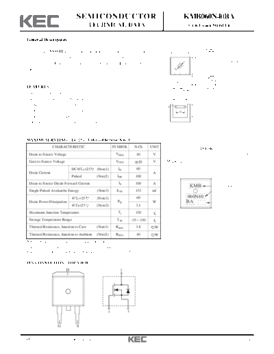 KEC kmb060n40ba  . Electronic Components Datasheets Active components Transistors KEC kmb060n40ba.pdf