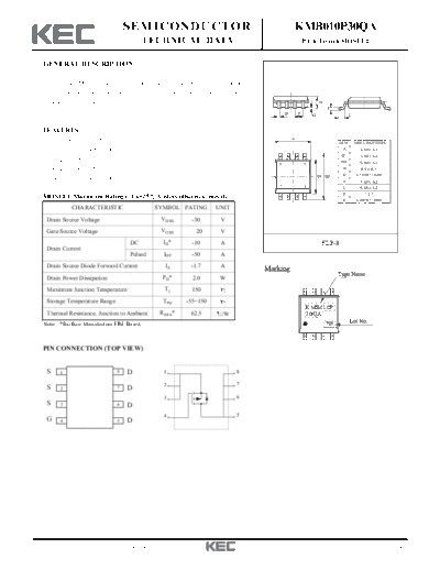 KEC kmb010p30qa  . Electronic Components Datasheets Active components Transistors KEC kmb010p30qa.pdf