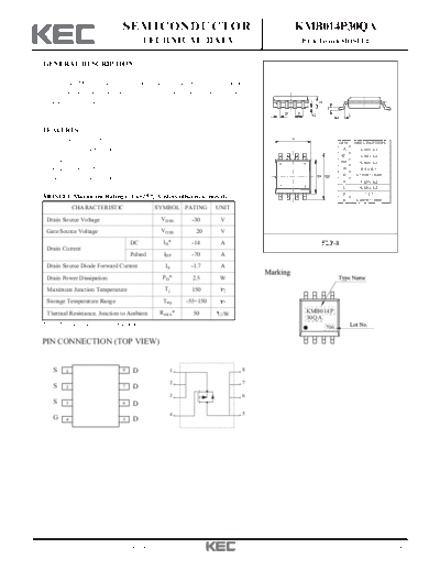 KEC kmb014p30qa  . Electronic Components Datasheets Active components Transistors KEC kmb014p30qa.pdf