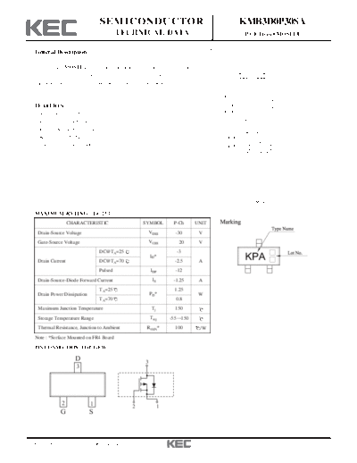 KEC kmb3d0p30sa  . Electronic Components Datasheets Active components Transistors KEC kmb3d0p30sa.pdf