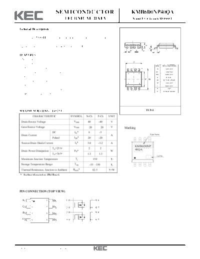 KEC kmb6d0np40qa  . Electronic Components Datasheets Active components Transistors KEC kmb6d0np40qa.pdf