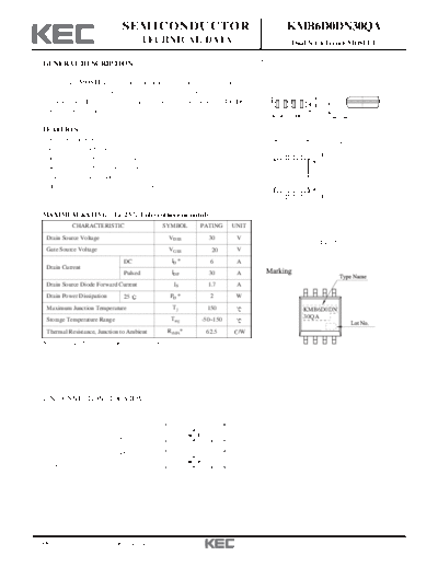 KEC kmb6d0dn30qa  . Electronic Components Datasheets Active components Transistors KEC kmb6d0dn30qa.pdf