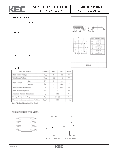 KEC kmb7d0np30qa  . Electronic Components Datasheets Active components Transistors KEC kmb7d0np30qa.pdf