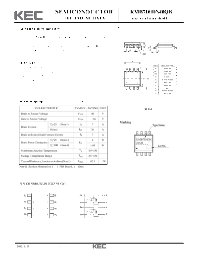KEC kmb7d0dn40qb  . Electronic Components Datasheets Active components Transistors KEC kmb7d0dn40qb.pdf