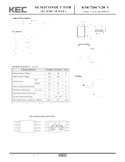 KEC kmc7d0cn20ca  . Electronic Components Datasheets Active components Transistors KEC kmc7d0cn20ca.pdf