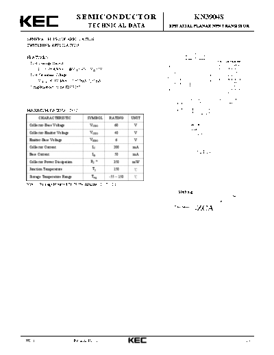 KEC kn3904s  . Electronic Components Datasheets Active components Transistors KEC kn3904s.pdf