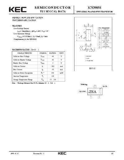 KEC kn3905s  . Electronic Components Datasheets Active components Transistors KEC kn3905s.pdf