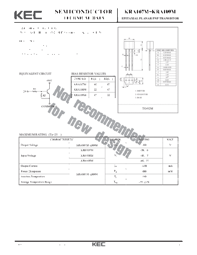 KEC kra107 9m  . Electronic Components Datasheets Active components Transistors KEC kra107_9m.pdf