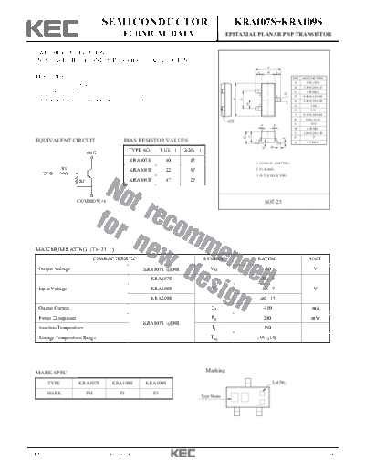 . Electronic Components Datasheets kra107s-108s  . Electronic Components Datasheets Active components Transistors KEC kra107s-108s.pdf