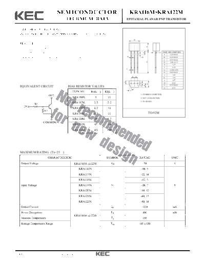 KEC kra116 119m  . Electronic Components Datasheets Active components Transistors KEC kra116_119m.pdf