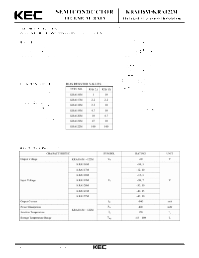 KEC kra116 22m  . Electronic Components Datasheets Active components Transistors KEC kra116_22m.pdf
