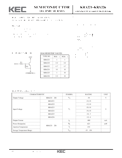 KEC kra221-226  . Electronic Components Datasheets Active components Transistors KEC kra221-226.pdf