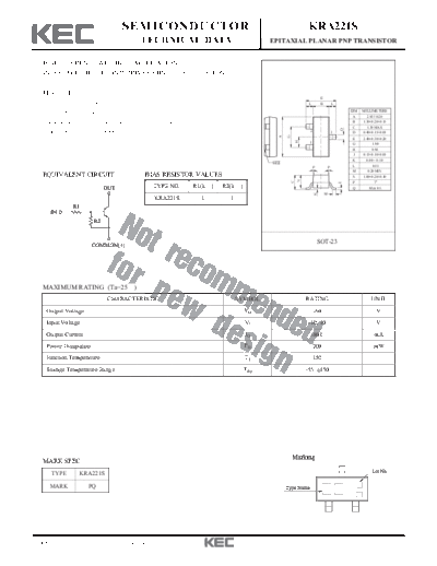KEC kra221s  . Electronic Components Datasheets Active components Transistors KEC kra221s.pdf
