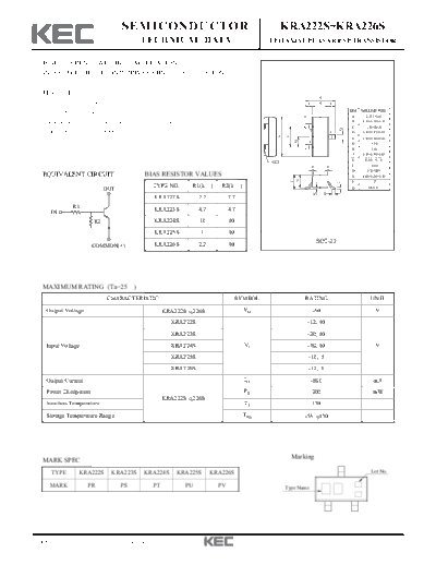 KEC kra222 26s  . Electronic Components Datasheets Active components Transistors KEC kra222_26s.pdf