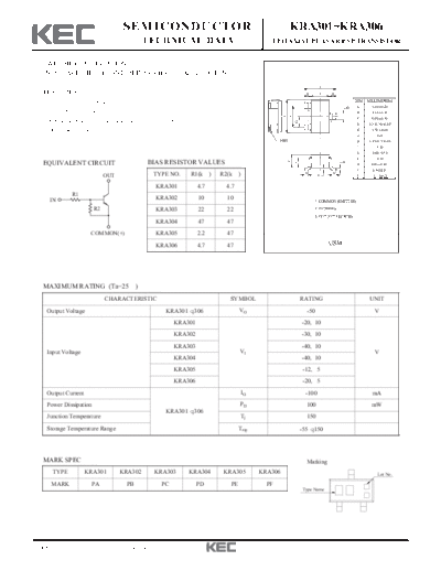 KEC kra301 6  . Electronic Components Datasheets Active components Transistors KEC kra301_6.pdf