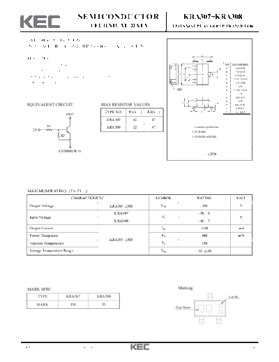 KEC kra307 8  . Electronic Components Datasheets Active components Transistors KEC kra307_8.pdf