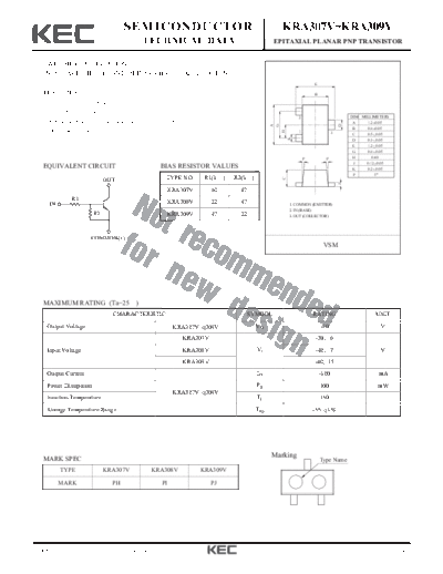 KEC kra308v  . Electronic Components Datasheets Active components Transistors KEC kra308v.pdf