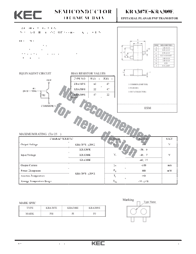 KEC kra309e  . Electronic Components Datasheets Active components Transistors KEC kra309e.pdf