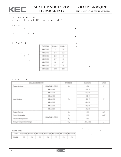 KEC kra316 22e  . Electronic Components Datasheets Active components Transistors KEC kra316_22e.pdf