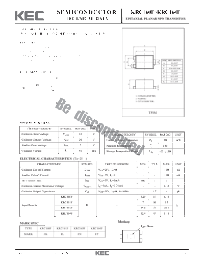 KEC krc160f-164f  . Electronic Components Datasheets Active components Transistors KEC krc160f-164f.pdf