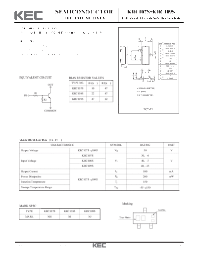 KEC krc107 9s  . Electronic Components Datasheets Active components Transistors KEC krc107_9s.pdf