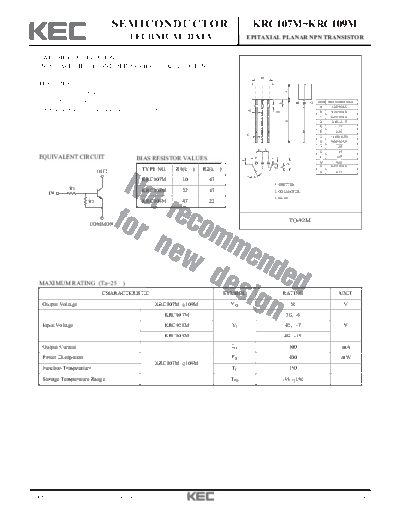 KEC krc107m-109m  . Electronic Components Datasheets Active components Transistors KEC krc107m-109m.pdf