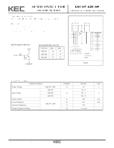 KEC krc107-109  . Electronic Components Datasheets Active components Transistors KEC krc107-109.pdf