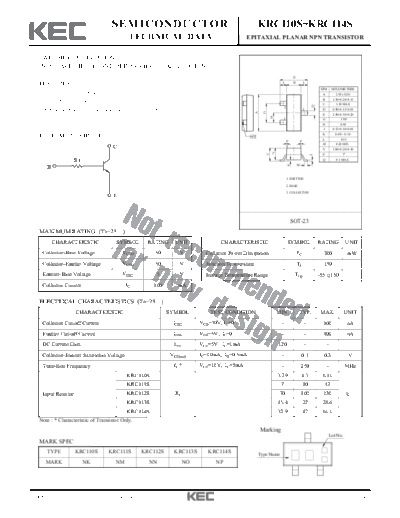 KEC krc110 4s  . Electronic Components Datasheets Active components Transistors KEC krc110_4s.pdf