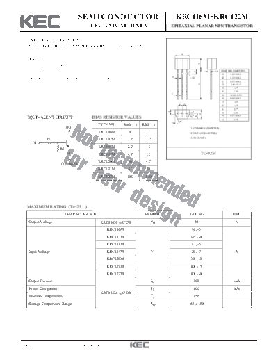 KEC krc116m  . Electronic Components Datasheets Active components Transistors KEC krc116m.pdf