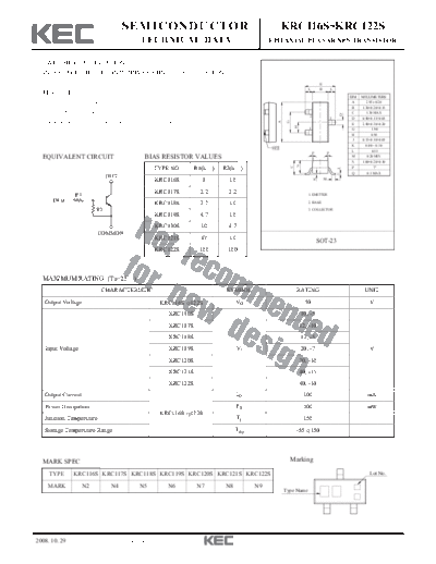KEC krc116s 122s  . Electronic Components Datasheets Active components Transistors KEC krc116s_122s.pdf