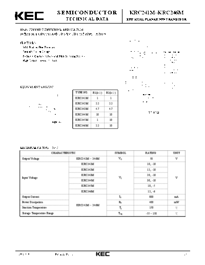 KEC krc241 6m  . Electronic Components Datasheets Active components Transistors KEC krc241_6m.pdf